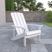 Flash Furniture JJ-C14501-WH-GG 350 Lbs. White Weather-Resistant Polystyrene Frame Adirondack Chair