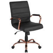 Flash Furniture GO-2286M-BK-RSGLD-GG 250 Lbs. Black Adjustable Height Whitney Executive Swivel Office Chair