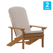 Flash Furniture 2-JJ-C14501-CSNCR-TEAK-GG 29.5" W Teak with Cream Cushions All-Weather Poly Resin Wood Charlestown Adirondack Chair