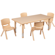 Flash Furniture YU-YCX-0013-2-RECT-TBL-NAT-R-GG 24" W x 23.75" H Natural Preschool Activity Table Set