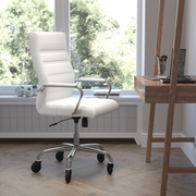 Flash Furniture GO-2286H-WH-RLB-GG 250 Lbs. White Adjustable Height Whitney Executive Swivel Office Chair