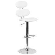Flash Furniture CH-112280-WH 17.63" Dia. Chrome Base Contemporary White Vinyl Adjustable Height Swivel Bar Stool