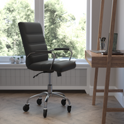 Flash Furniture GO-2286M-BK-RLB-GG 250 Lbs. Black Adjustable Height Camilia Executive Swivel Office Chair