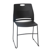 Flash Furniture RUT-NC499A-BK-GG Black Plastic Stack Chair with Black Powder Coated Sled Base Frame HERCULES Series Commercial Grade