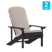 Flash Furniture 2-JJ-C14501-CSNCR-SLT-GG 29.5" W Slate Gray with Cream Cushions All-Weather Poly Resin Wood Charlestown Adirondack Chair