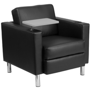 Flash Furniture BT-8219-BK-GG Black LeatherSoft Upholstery with Tablet Arm George Guest Chair