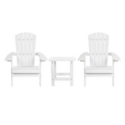 Flash Furniture JJ-C14505-2-T14001-WH-GG 30.25" W x 37" H White Folding Adirondack Chairs with Side Table