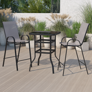 Flash Furniture TLH-073H092H-GR-GG 27.5" W x 39.5" H Gray Square Outdoor Dining Set