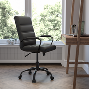 Flash Furniture GO-2286M-BK-BK-GG 250 Lbs. Black Adjustable Height Whitney Executive Swivel Office Chair