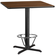 Flash Furniture XU-WALTB-4242-T3333B-4CFR-GG 42" W Square Walnut Laminate Bar Height Stiles Table