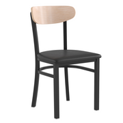 Flash Furniture XU-DG6V5BV-NAT-GG Black Vinyl Upholstered Seat Natural Birch Finish Wright Dining Chair