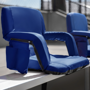 Flash Furniture FV-FA090-BL-2-GG 265 Lbs. Blue Metal Frame Portable Padded Stadium Bleacher Chair (Set of 2)