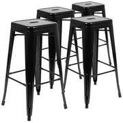 Flash Furniture 4-ET-31320-30-BK-R-GG 440 Lbs. Black Metal Seat Stackable Indoor Bar Stool