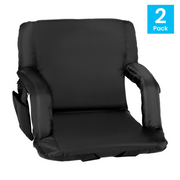Flash Furniture FV-FA090-BK-2-GG 265 Lbs. Black Metal Frame Portable Padded Stadium Bleacher Chair (Set of 2)