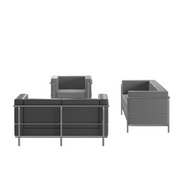 Flash Furniture ZB-REGAL-810-SET-GY-GG Gray Leather Hercules Regal Series Reception Set
