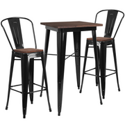 Flash Furniture CH-WD-TBCH-16-GG 26" W x 42" H Black Table and Chair Set
