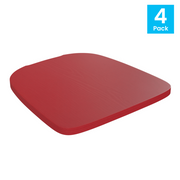 Flash Furniture 4-JJ-SEA-PL01-RED-GG Red Poly Resin Wood Seat Perry Chair - for Indoor and Outdoor Use