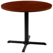 Flash Furniture GC-M-BLK-15-CHR-GG 36" Dia. Cherry Round X-Base Conference Table