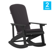 Flash Furniture 2-JJ-C14705-CSNGY-BK-GG 29.5" W Black with Gray Cushions All-Weather Poly Resin Wood Savannah Adirondack Rocking Chair