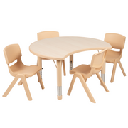 Flash Furniture YU-YCY-093-0034-CIR-TBL-NAT-GG 25.12" W x 23.5" H Natural Plastic Activity Table Set with 4 Chairs