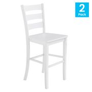 Flash Furniture ES-STBN5-29-WH-2-GG 225 Lbs. Antique White Wash Solid Hardwood Ladder Back Liesel Bar Stool