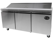 SABA SPS-72-18 15.5 Cu. Ft. Stainless Steel 3-Section Sandwich or Salad Prep Table - 115 Volts