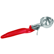 Thunder Group SLDS024L 1.33 Oz. Red Stainless Steel Ergonomic Handle #24 Lever Disher