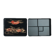 Thunder Group JPRB002 10.5" W x 8" D x 2.5" H Plastic Rectangular 5 Compartments Bento Server with Cover