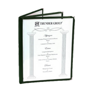 Thunder Group PLMENU-L3GR Green Plastic Laminate 3-Page Book Fold Menu Cover