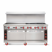 American Range AR-48G-4B-126L-SBR 72" W Stainless Steel Natural Gas Restaurant Range - 270,000 BTU