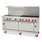 American Range ARGF-24G-8B-CC 72" W Stainless Steel Natural Gas Green Flame Range - 300,000 BTU