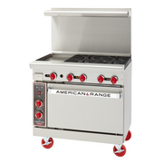 American Range ARGF-6-C-NG 36" W 6 Open Burners Natural Gas Green Flame Range - 180,000 BTU