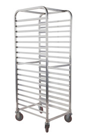 Winholt AL-1820B-CB-M2LC 20 Pans Aluminum Full Height End Loading 2 Locking Casters Mobile Pan Rack