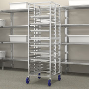 Winholt AL-2620B-XB 20 Pans Aluminum Full Height Reinforced Sides Mobile Side Loading Pan Rack