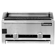 Connerton RLRB-23-32L-F-NG 32" W Stainless Steel Floor Model Natural Gas Lava Rock with Cast Iron Bottom Grates Charbroiler - 84,000 BTU