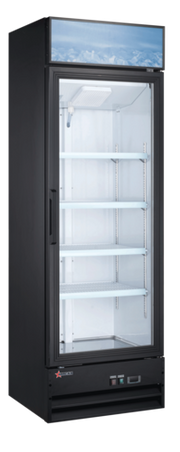 Omcan USA 51033 9.1 Cu. Ft. Black Painted Steel Reach -In Display 1-Section Refrigerator - 110 Volts