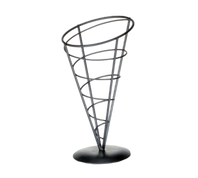 TableCraft Products AC59 5" W x 9" H Vertigo Collection Black Powder Coated Metal Appetizer Cone Basket