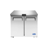 Atosa MGF36FGR 36.13" W 8.7 Cu. Ft. Reach-In 2 section Rear-Mounted Self-Contained Refrigeration Undercounter Freezer - 115 Volts