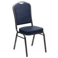 Flash Furniture FD-C01-SILVERVEIN-NY-VY-GG Navy Blue Vinyl Upholstered Silver Vein Powder Coated Frame Finish Hercules Series Stacking Banquet Chair