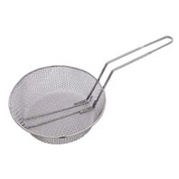Omcan USA 80372 10" Dia. x 3" H Nickel Plated Steel Round Coarse Mesh Culinary Basket