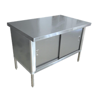 Omcan USA 43721 72" W x 30" D x 34" H Stainless Steel Cabinet Base with Sliding Doors 18 Gauge Work Table