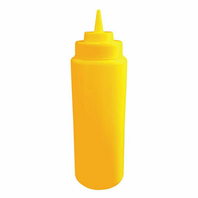 Omcan USA 40474 32 Oz. Mustard Wide Mouth Squeeze Bottle (6 per Set)