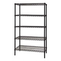 Quantum WR86-2160BK-5 60" W x 86" H x 21" D Black Epoxy Antimicrobial Finish Wire Shelving Starter Kit