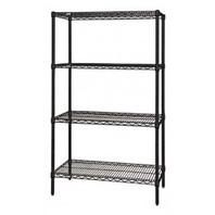 Quantum WR54-2142BK 42" W x 21" D Black Epoxy Finish Includes 4 Wire Shelves Wire Shelving Starter Kit