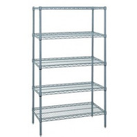 Quantum WR63-2160GY-5 60" W x 21" D x 63" H Gray Epoxy Antimicrobial Wire Shelving Starter Kit
