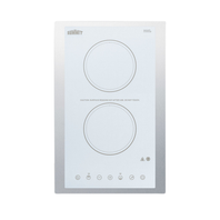 Summit CR2B15T2W White Schott Ceramic Glass Top Two Burner Electric Radiant Cooktop - 115 Volts