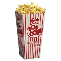 Winco 41048 4" x 4"D x 8"H 1.75 Oz. Benchmark Popcorn Scoop Box (100 Per Pack)