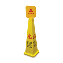 Omcan USA 24417 4-Sided Cone Yellow Wet Floor Caution Sign
