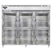 Continental Refrigerator DL3RE-SA-GD-HD 85.5" W Three-Section Glass Door Reach-In Designer Line Wide Refrigerator