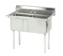 Advance Tabco FE-2-1812-X 40" - 53" 18-Gauge Stainless Steel Two Compartment Special Value Fabricated Sink 18" x 18" x 12" Deep